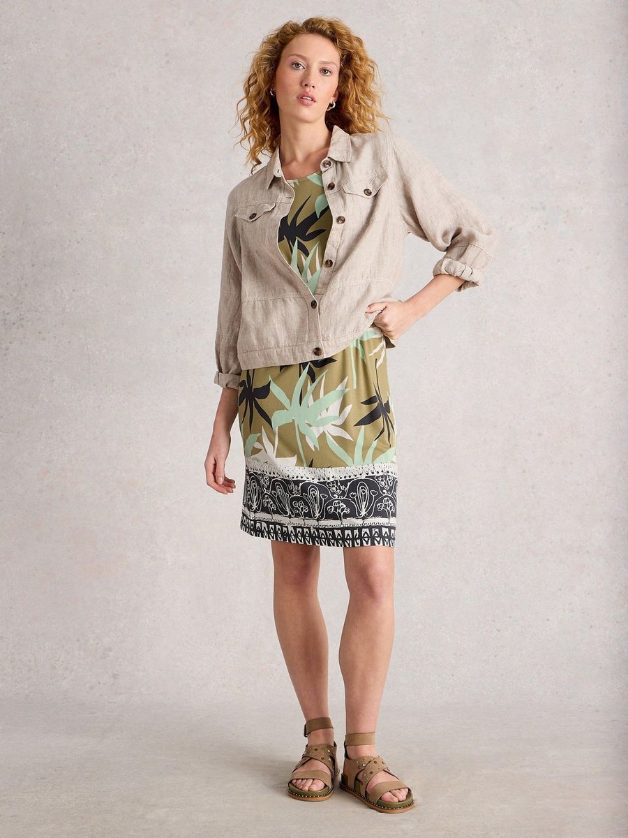 Jersey-T-Shirt-Kleid mit Print und Taschen