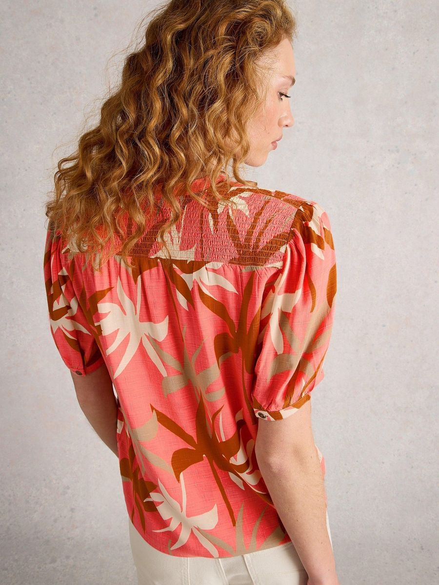 Tropische Bluse mit V-Ausschnitt