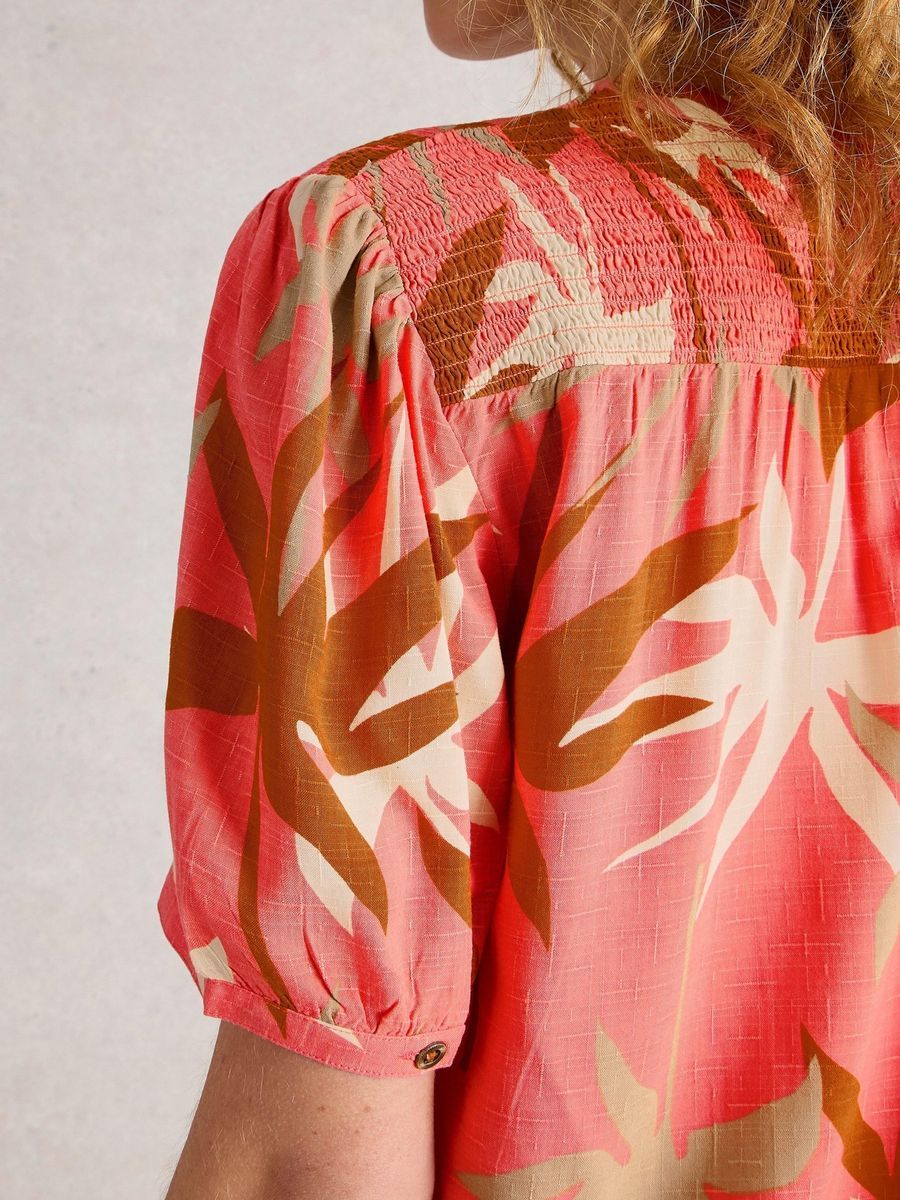 Tropische Bluse mit V-Ausschnitt