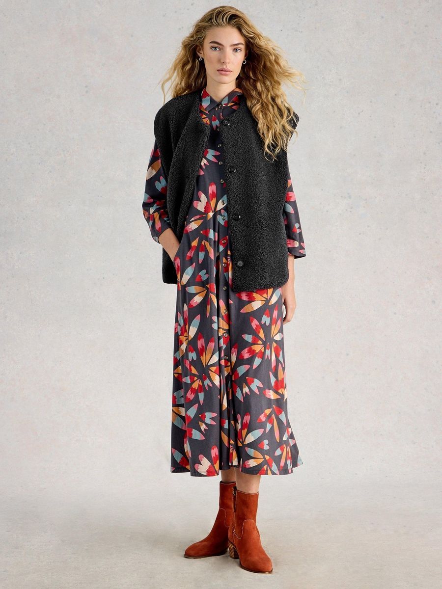 Teddyfleece-Weste mit Knopfleiste