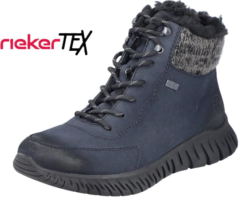 Blaue Winterstiefelette mit Schnürung