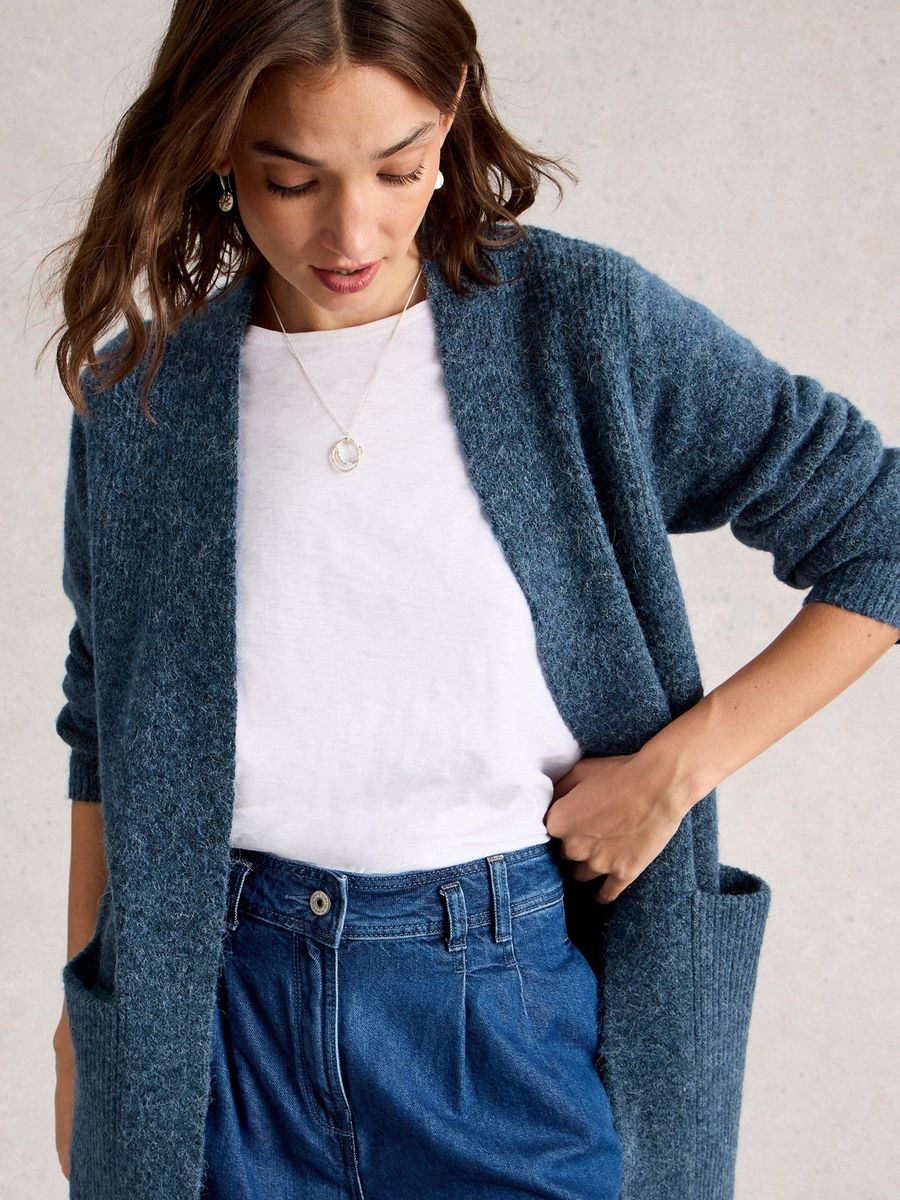 Lange Strickjacke mit Taschen