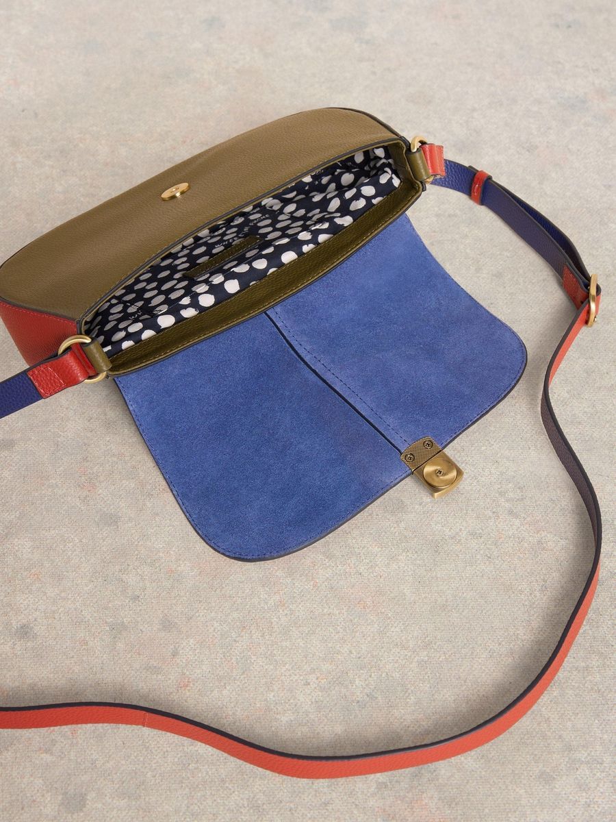 Farbblock Leder Umhängetasche
