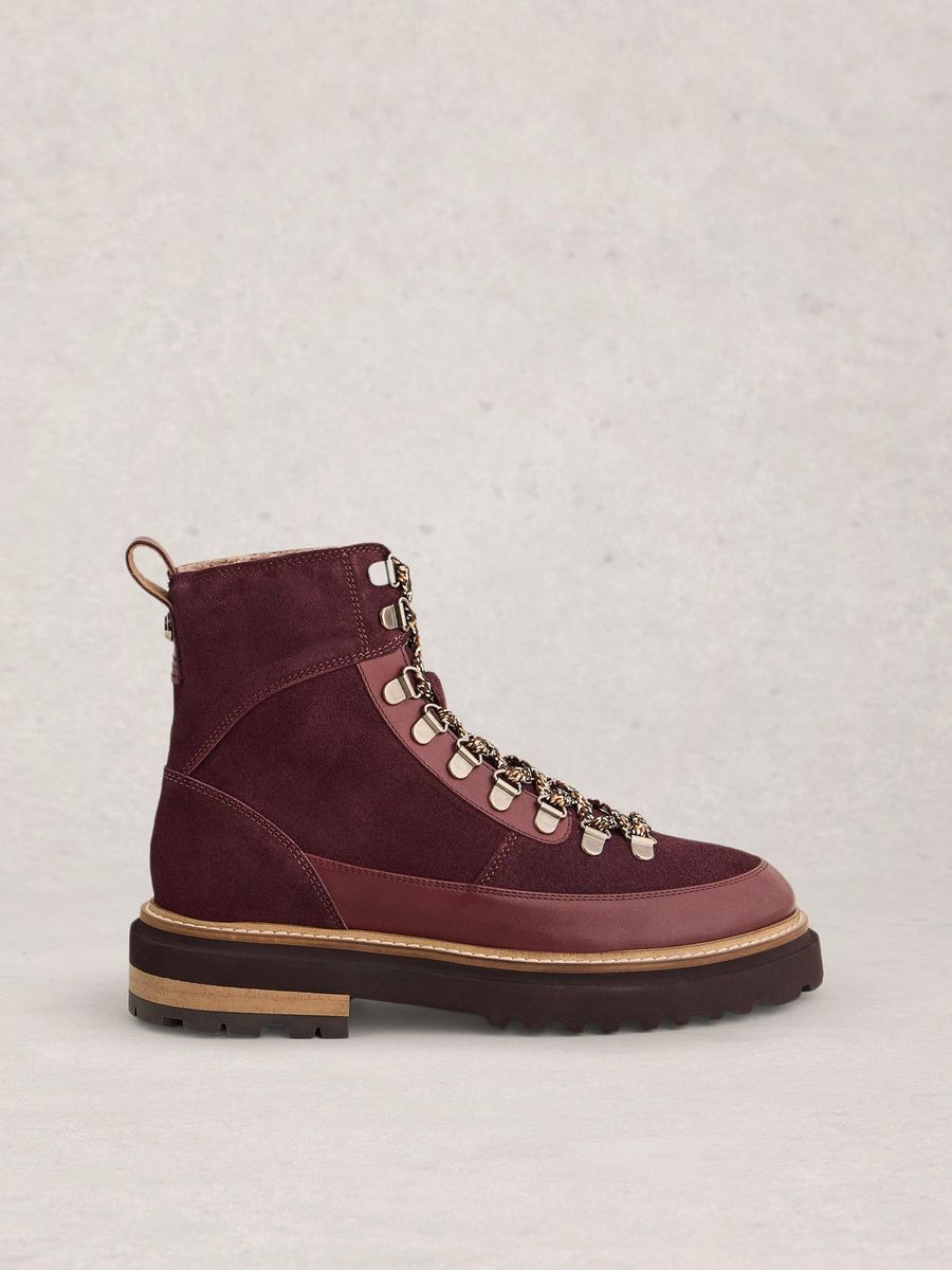 Burgunder Wildleder Wanderstiefel