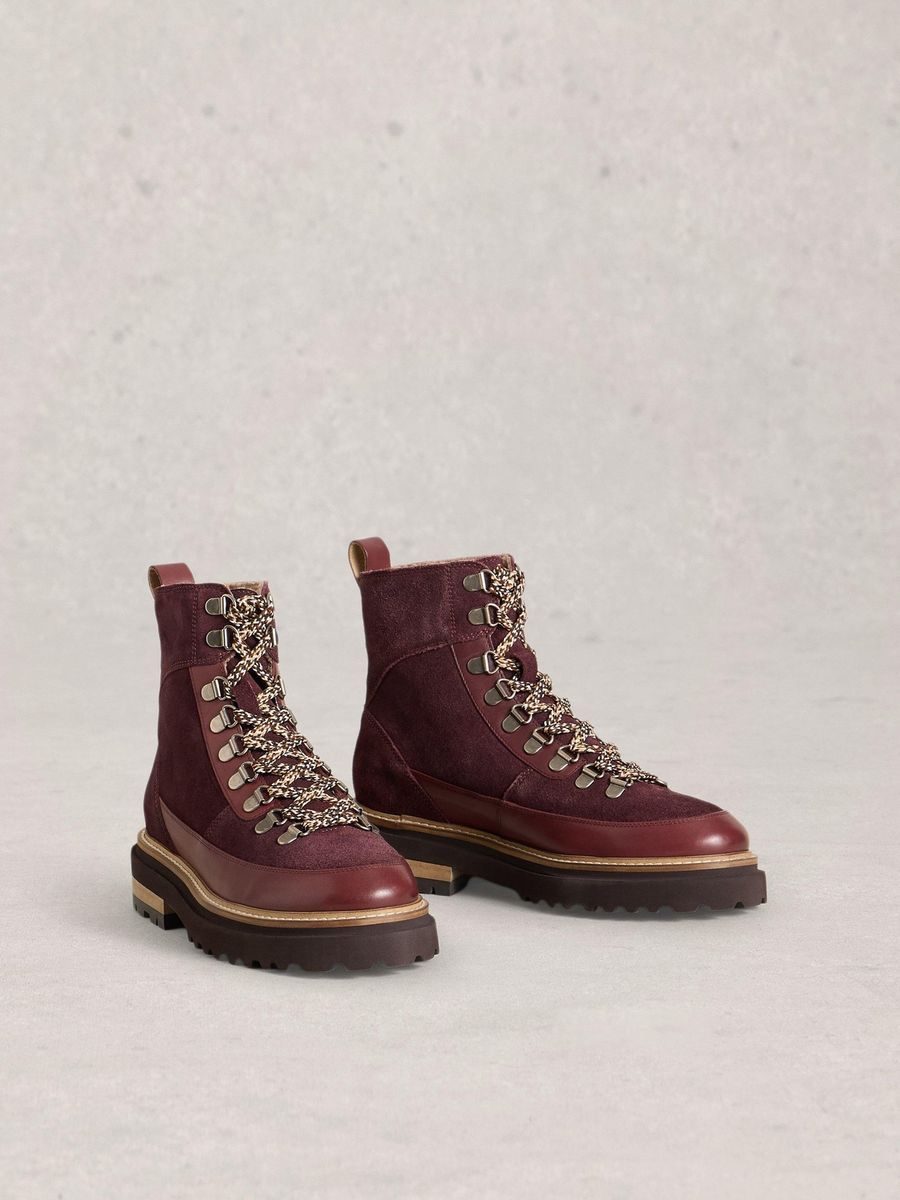 Burgunder Wildleder Wanderstiefel
