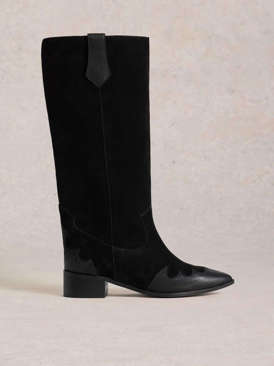 Elegante schwarze Westernstiefel in Kniehöhe