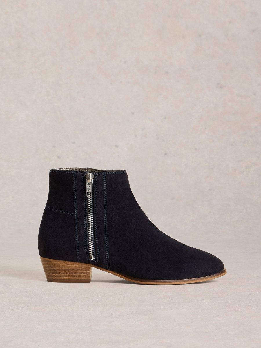 Wildleder-Stiefeletten mit seitlichem Reißverschluss