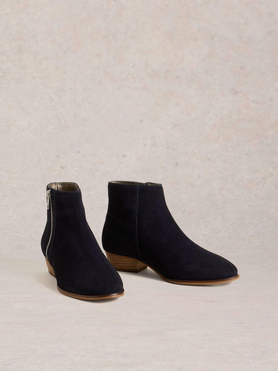 Wildleder-Stiefeletten mit seitlichem Reißverschluss