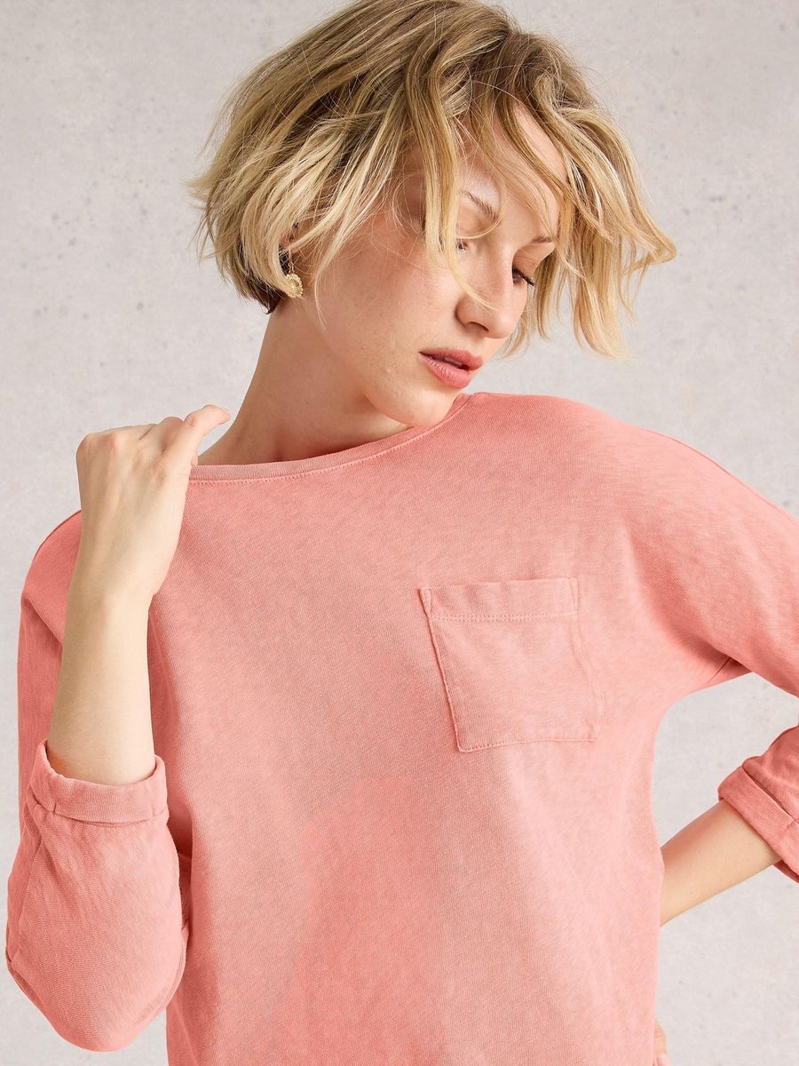 Dolman-Ärmel T-Shirt mit Tasche