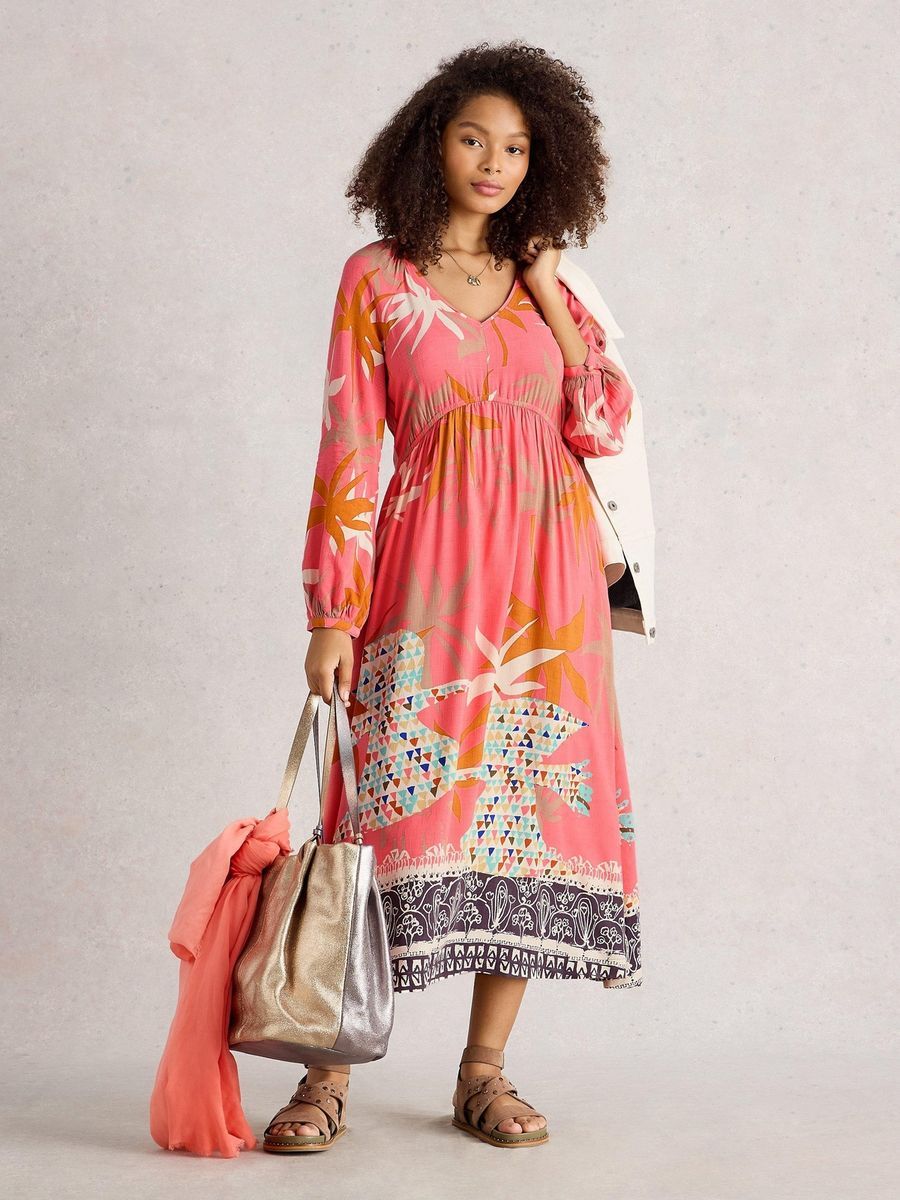 Midikleid mit Blumenmuster und Empire-Taille