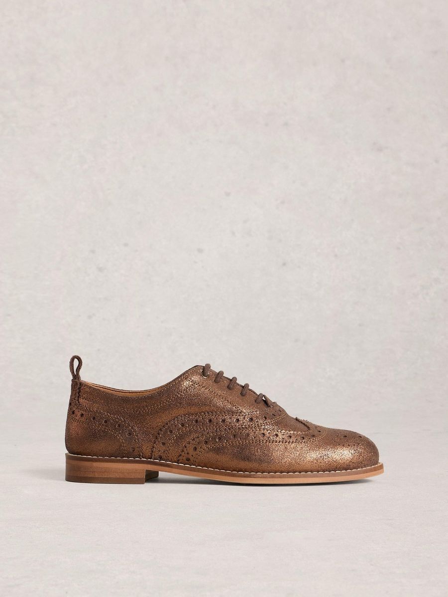 Metallische Brogue Oxford Schuhe aus Leder