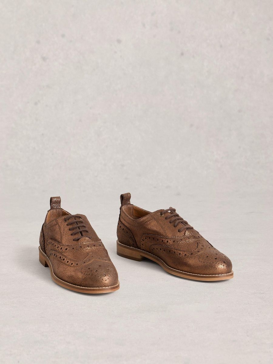 Metallische Brogue Oxford Schuhe aus Leder