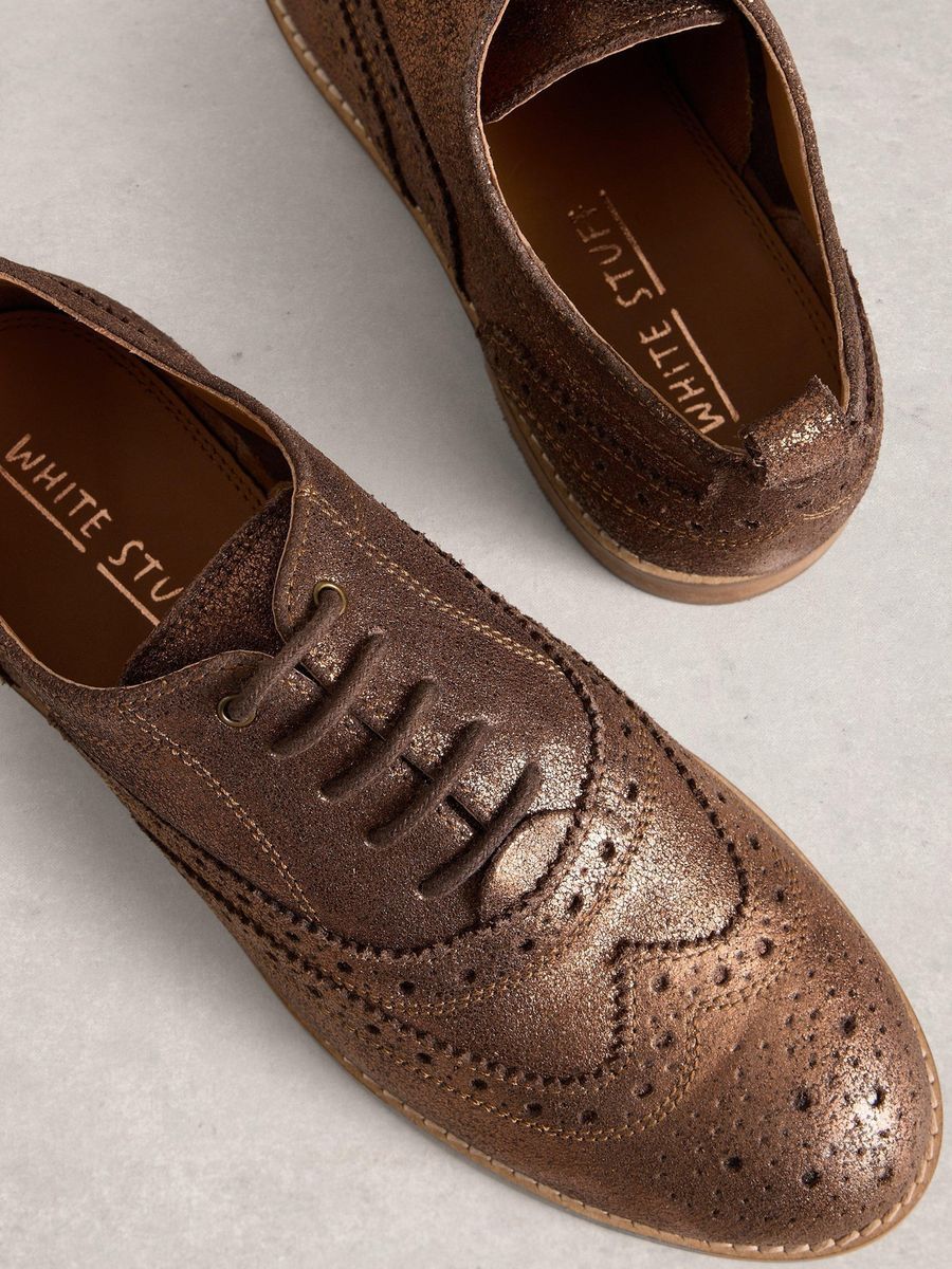 Metallische Brogue Oxford Schuhe aus Leder
