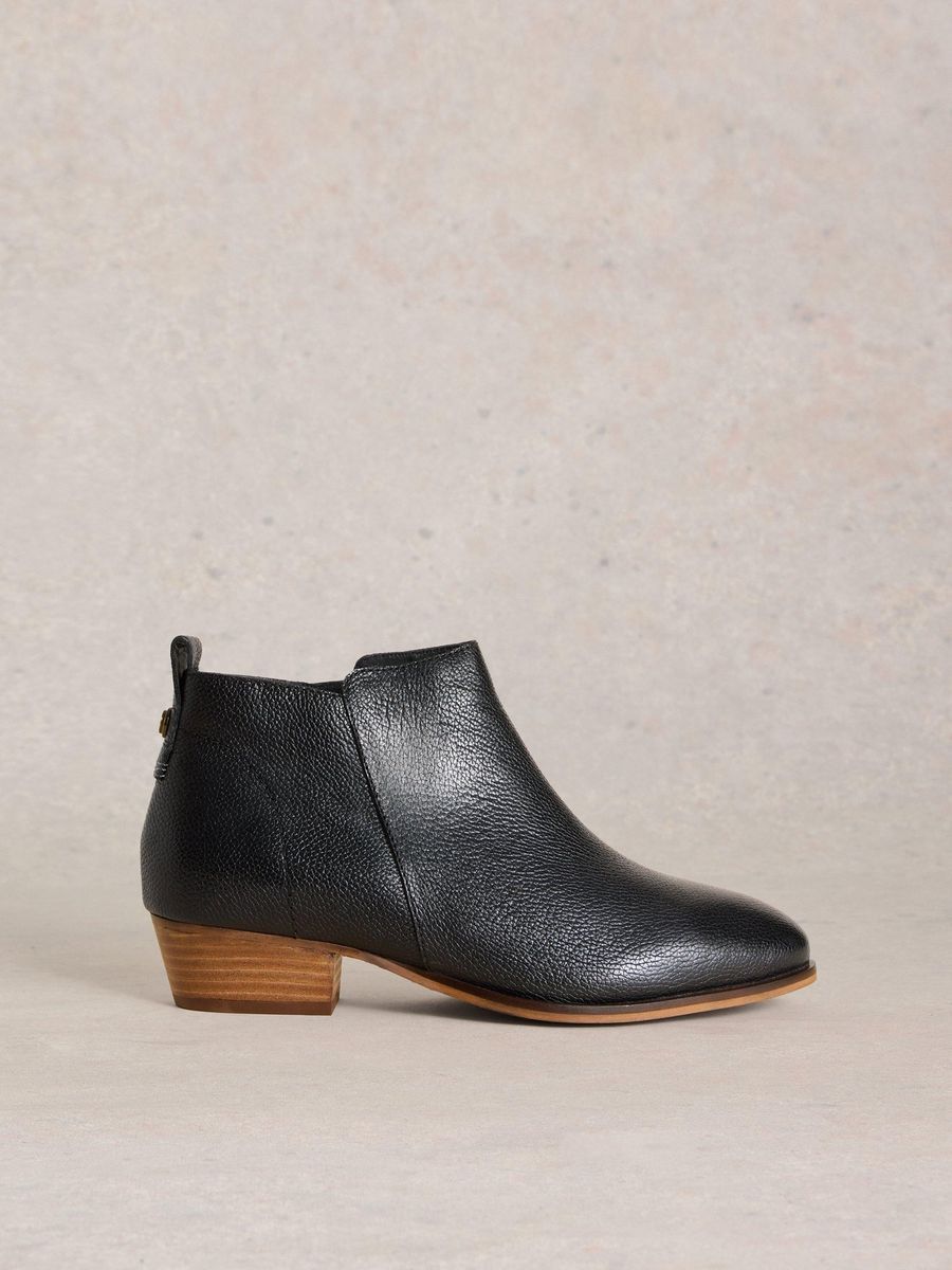 Leder-Stiefeletten mit Blockabsatz