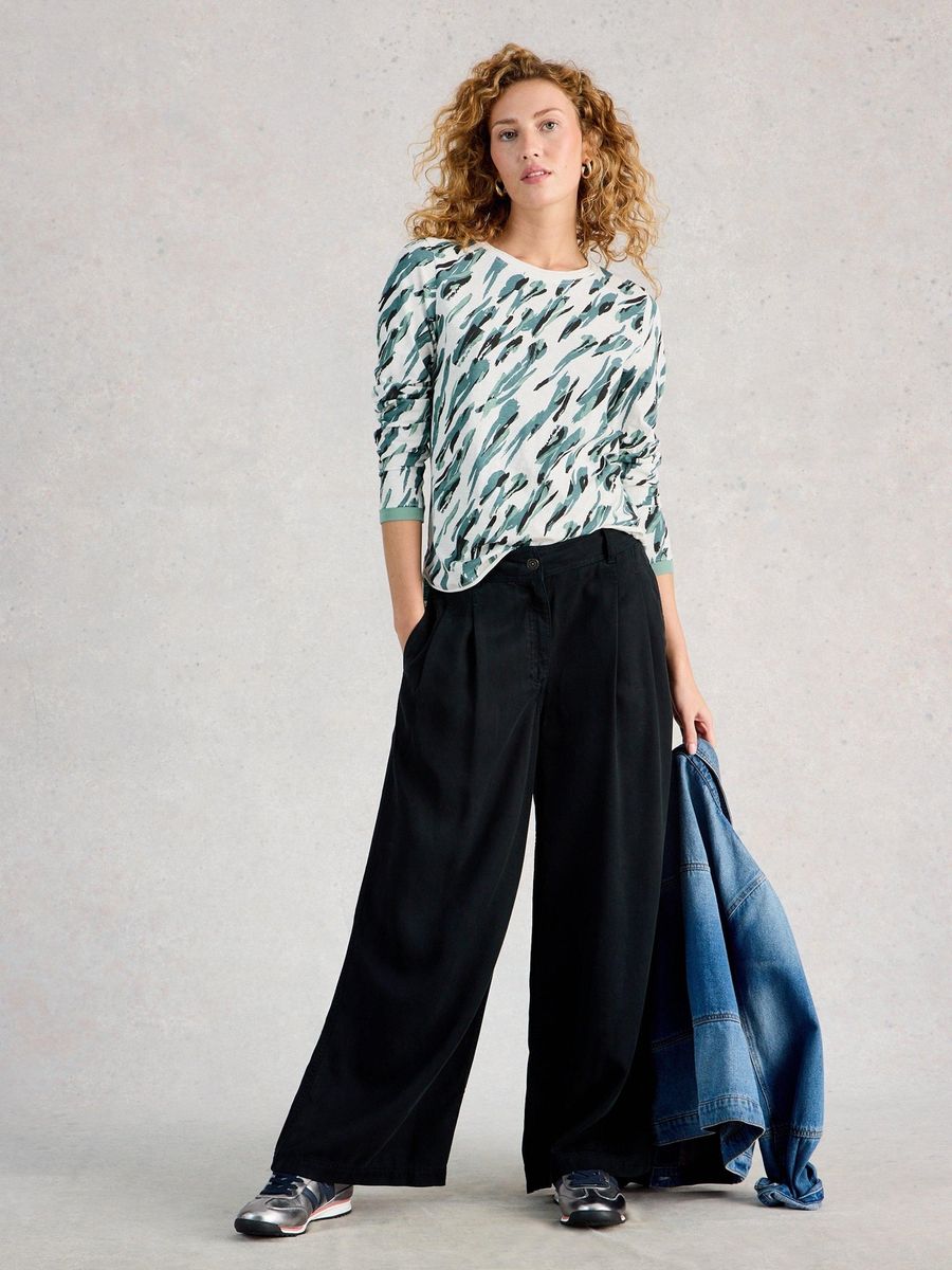 Gestreiftes Langarm-Jersey-Top