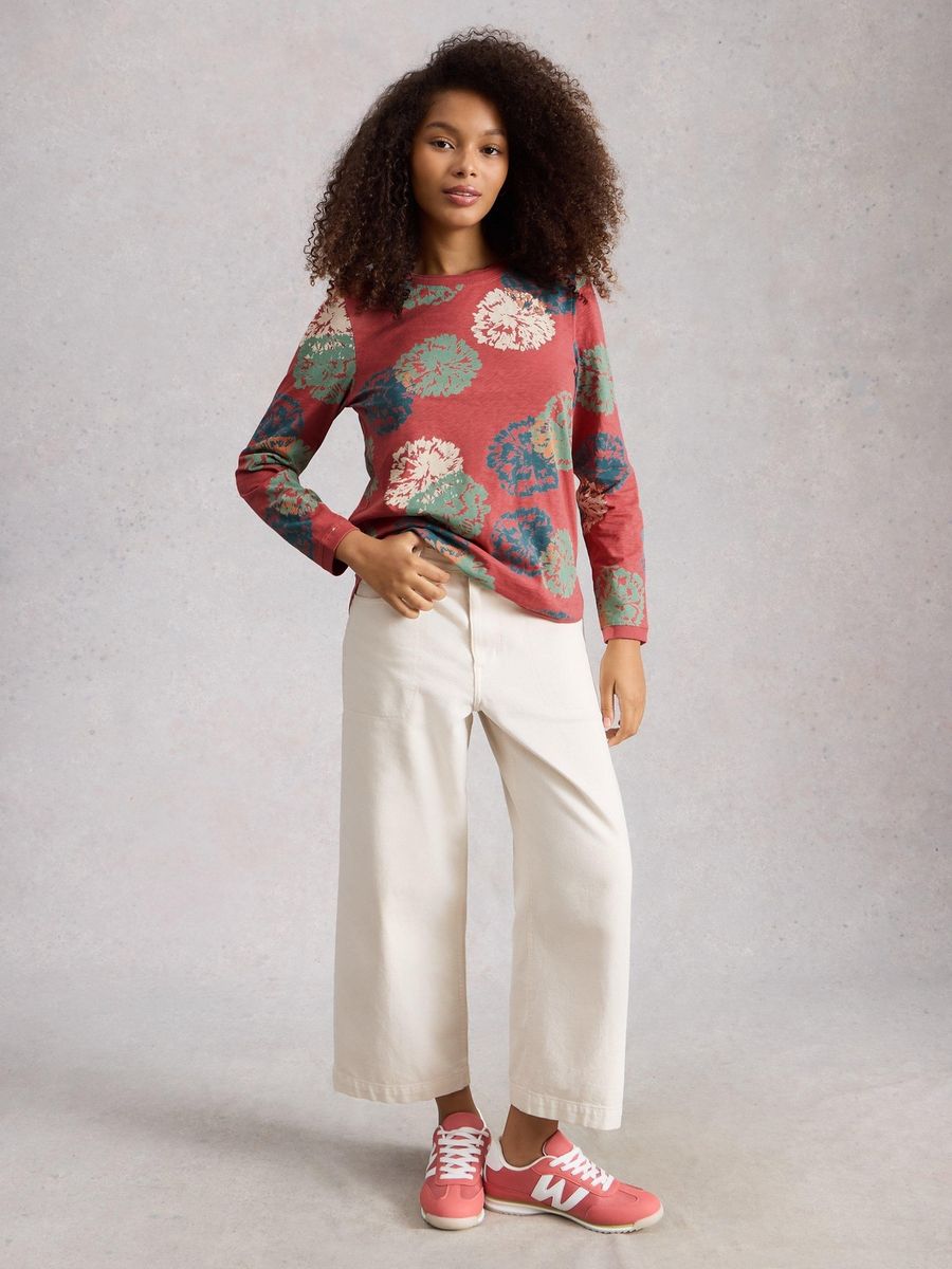 Gestreiftes Langarm-Jersey-Top