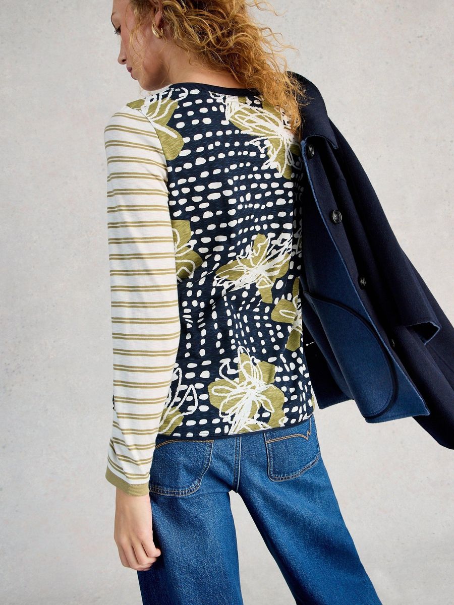 Gestreiftes Langarm-Jersey-Top