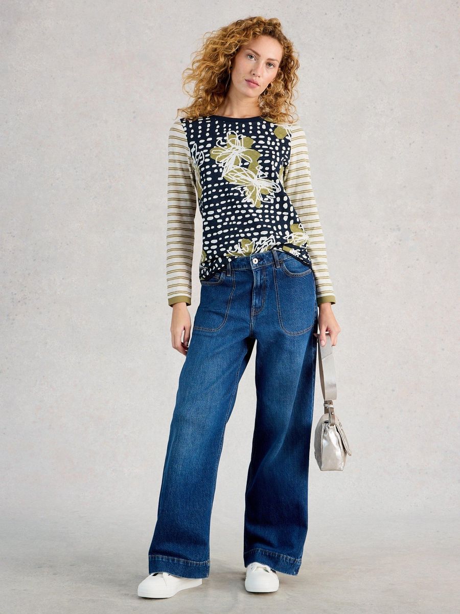 Gestreiftes Langarm-Jersey-Top