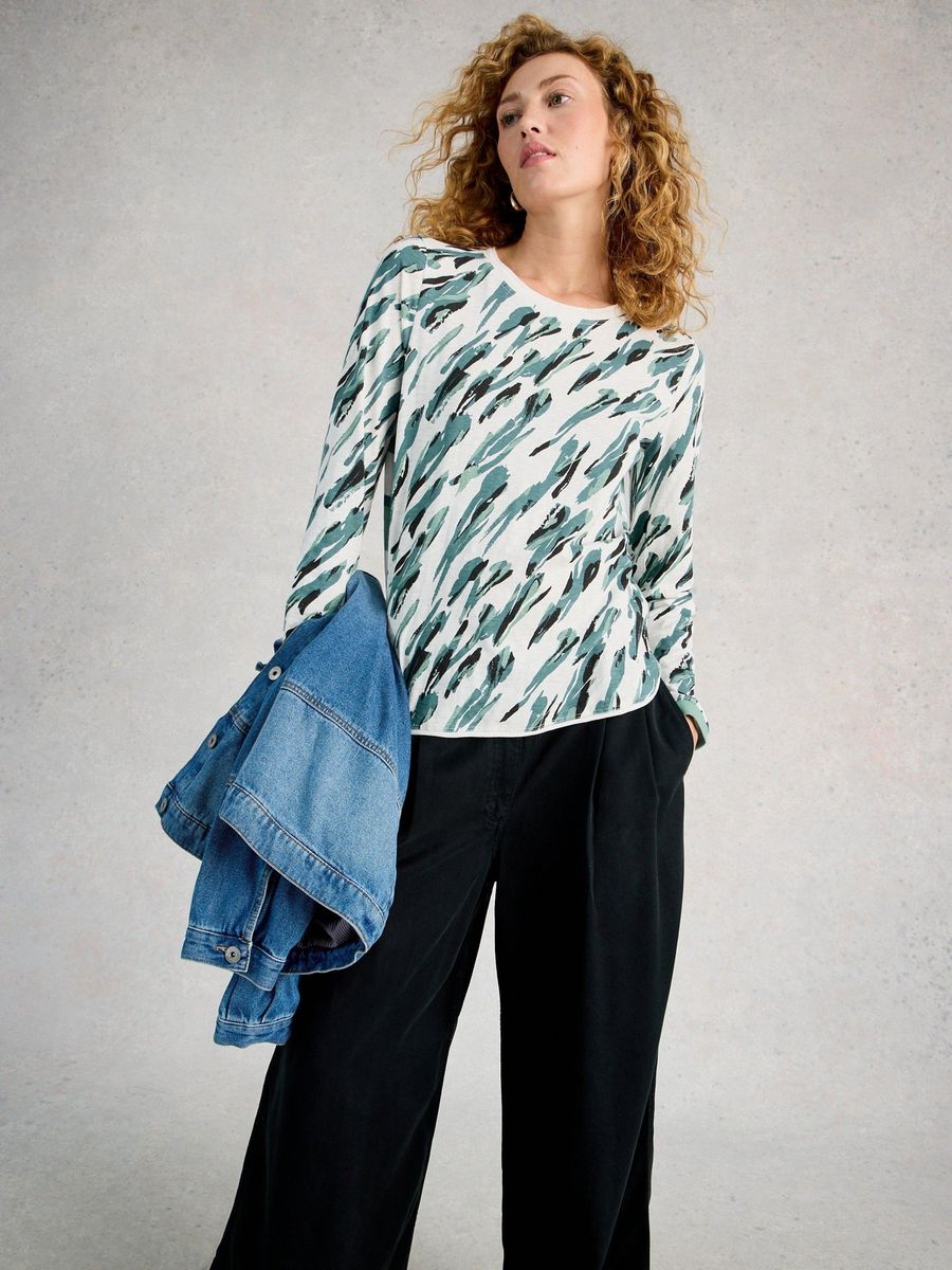 Gestreiftes Langarm-Jersey-Top