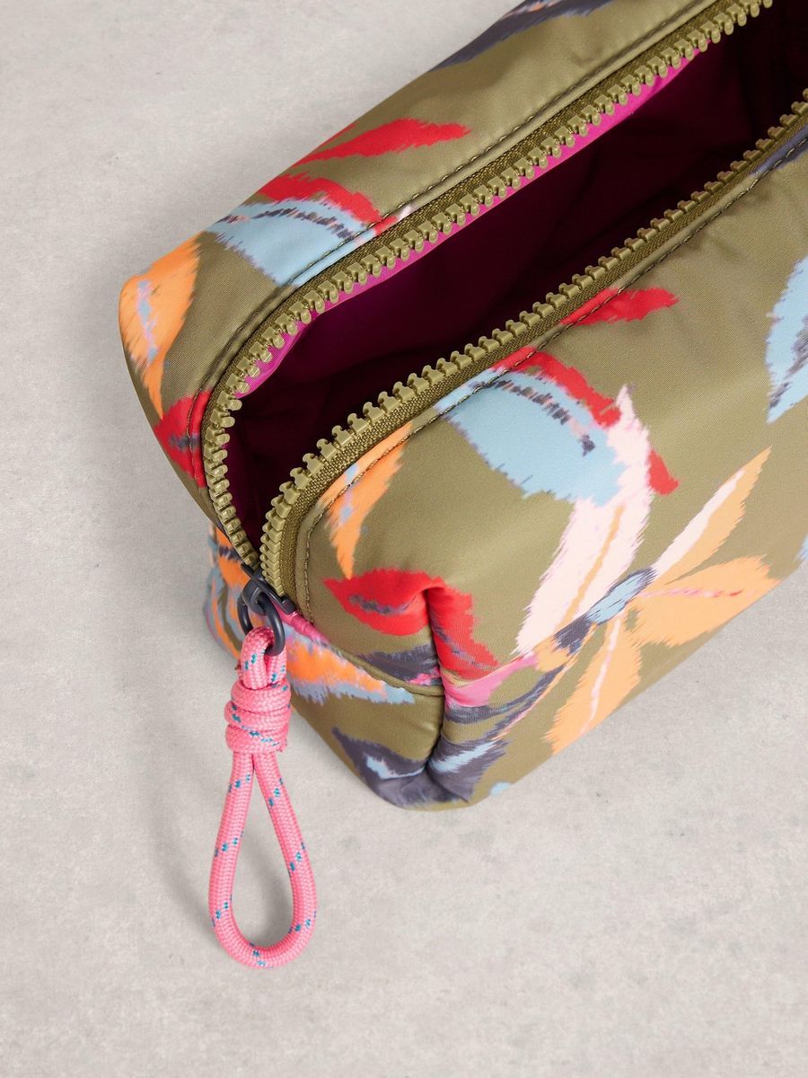 Kulturtasche mit Blumendruck und Griff