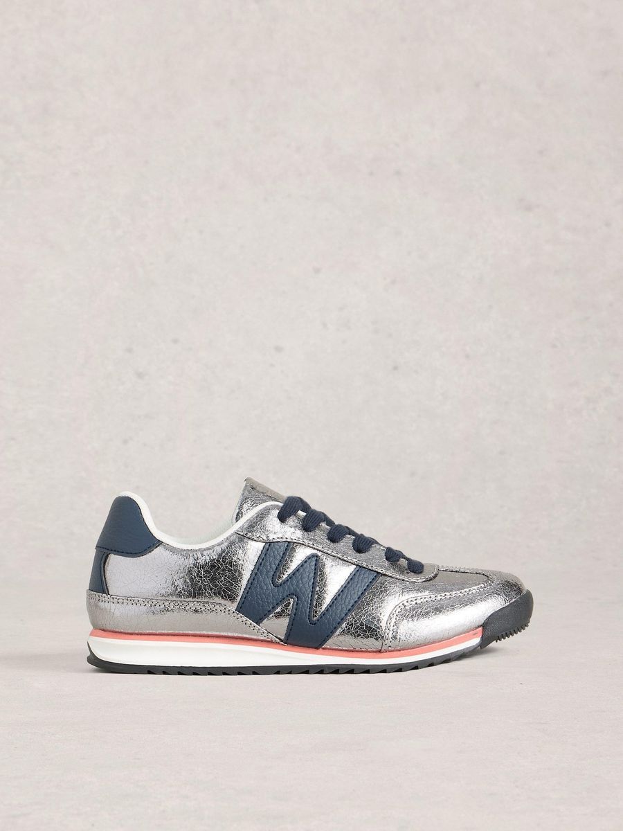 Metallic Silber Retro Laufschuh Sneaker