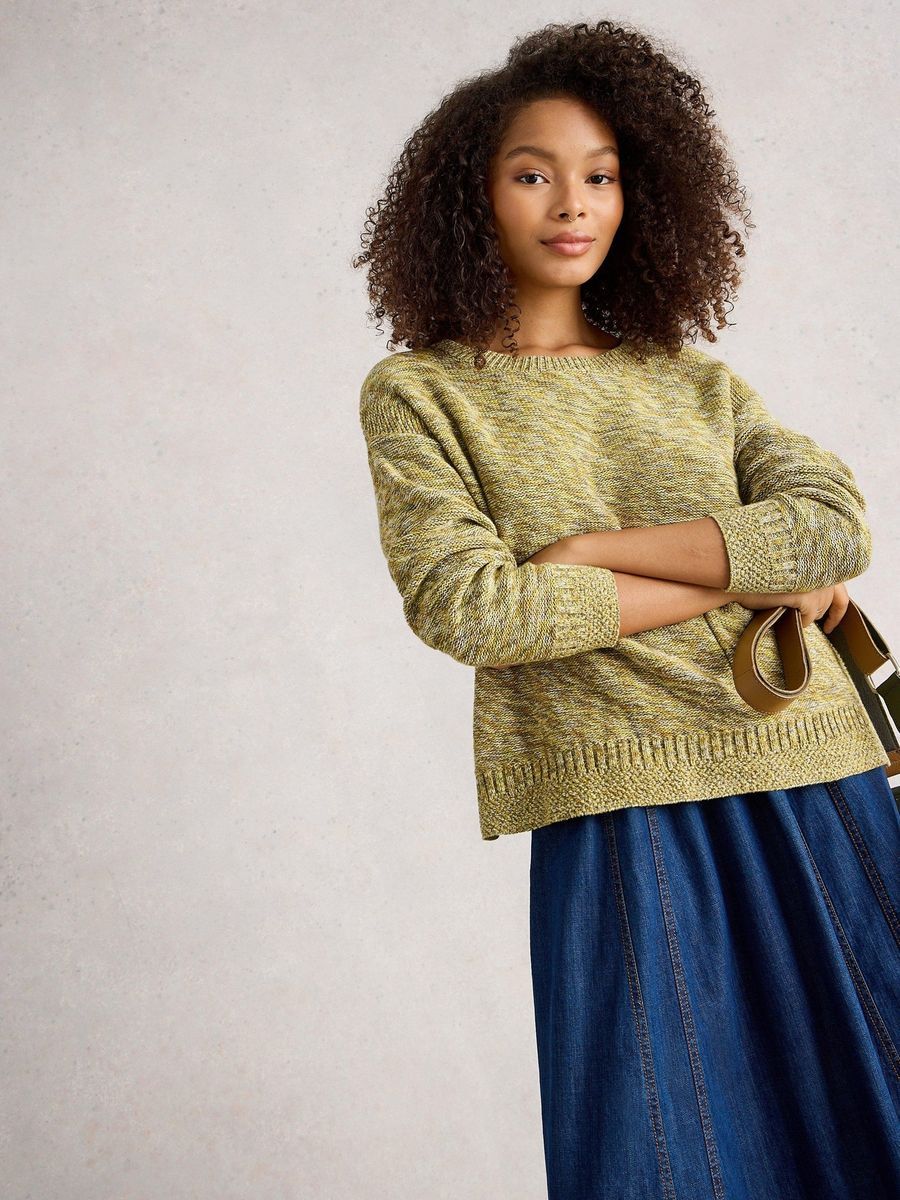 Gefleckter Strickpullover aus Bio-Baumwolle