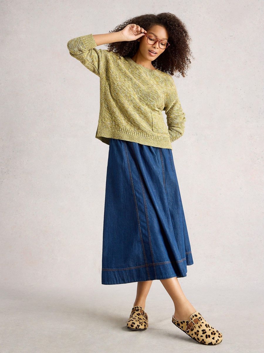 Gefleckter Strickpullover aus Bio-Baumwolle