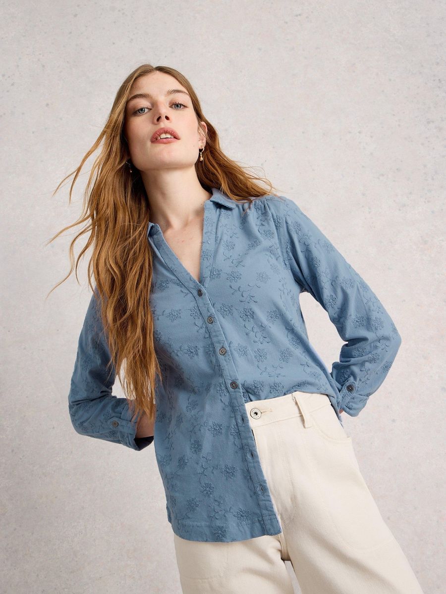 Bestickte Jerseybluse Annie aus Baumwolle