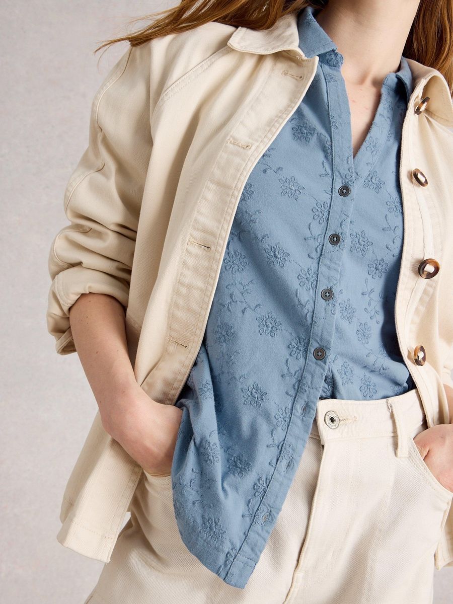 Bestickte Jerseybluse Annie aus Baumwolle