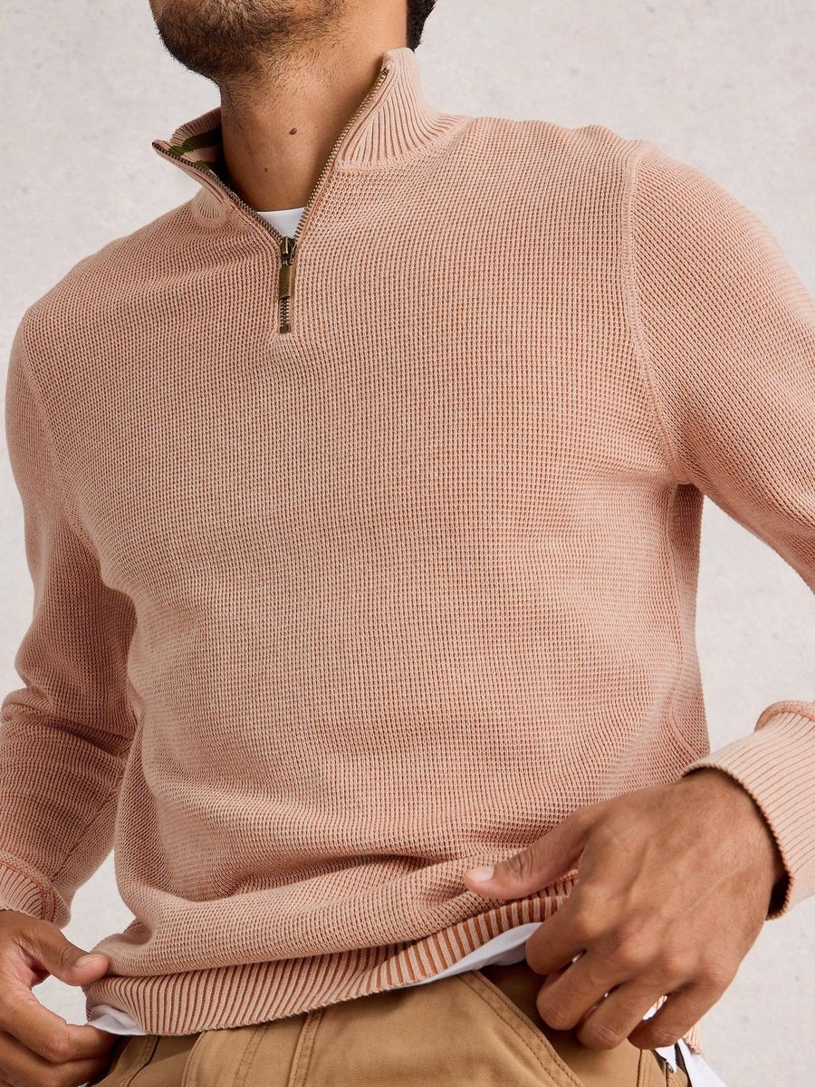 Pullover mit halbem Reißverschluss und Stehkragen