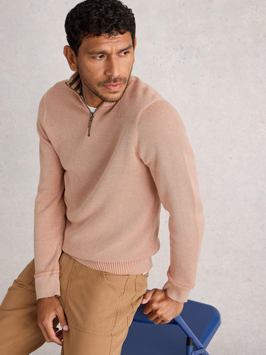 Pullover mit halbem Reißverschluss und Stehkragen