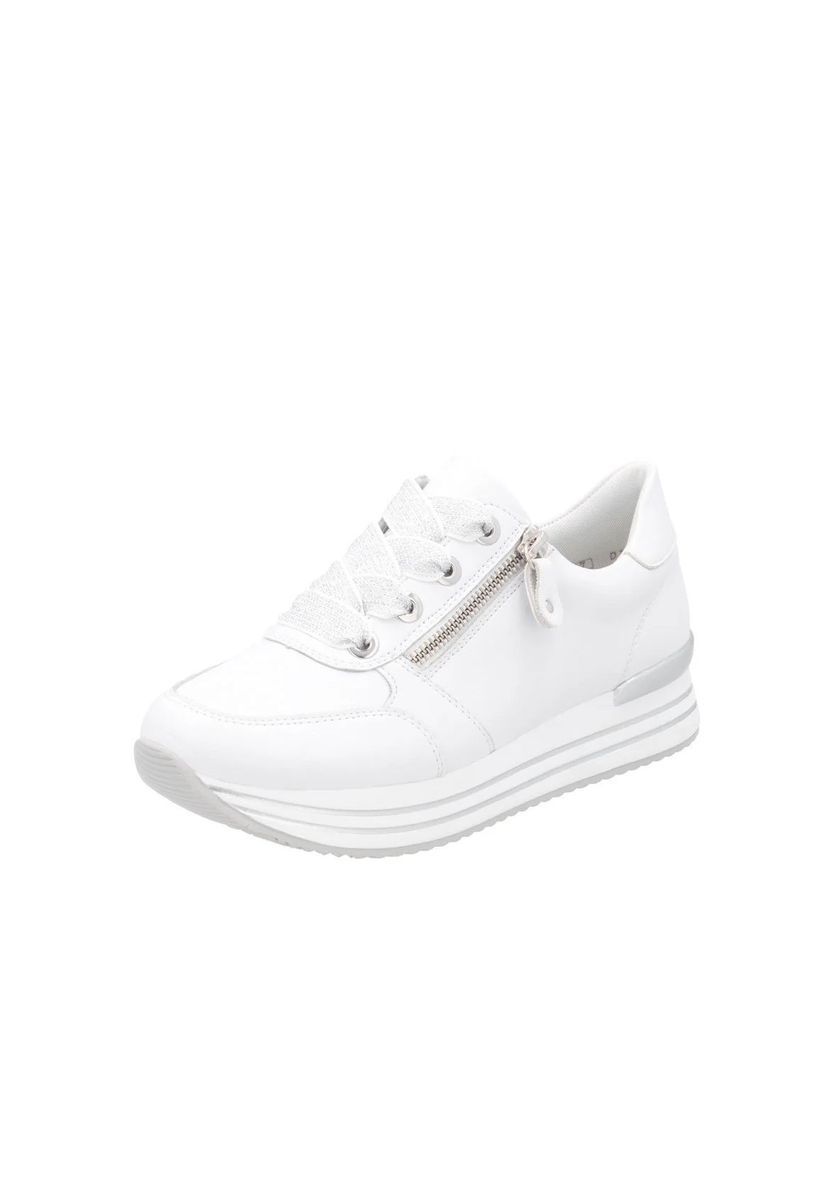 Weisser Leder Plateau Mode Sneaker