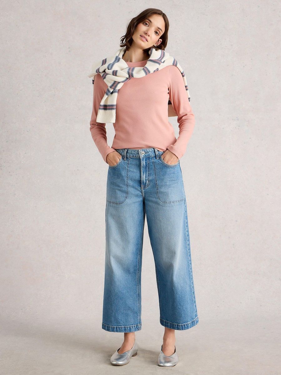 Geripptes Langarmshirt aus Baumwolle