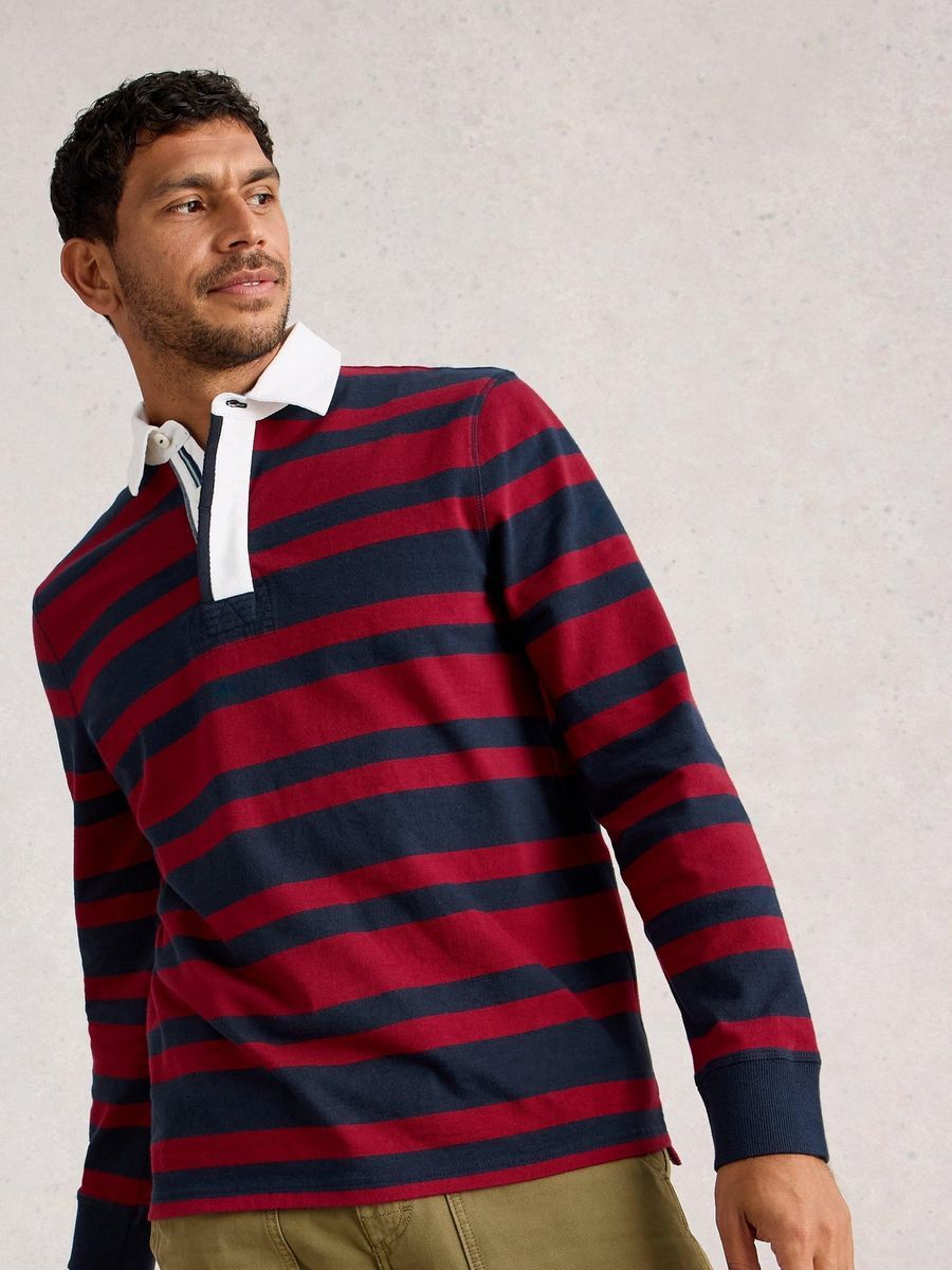 Gestreiftes Langarm-Rugby-Shirt