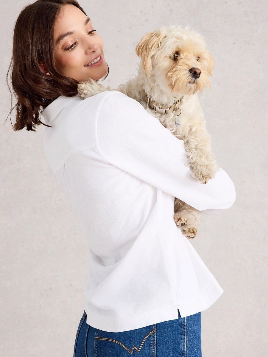 Legere Baumwoll-Jersey-Henley-Bluse