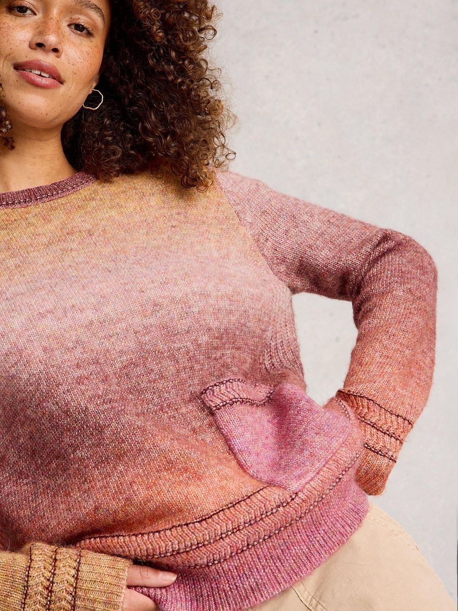Ombré Strickpullover mit Taschendetail