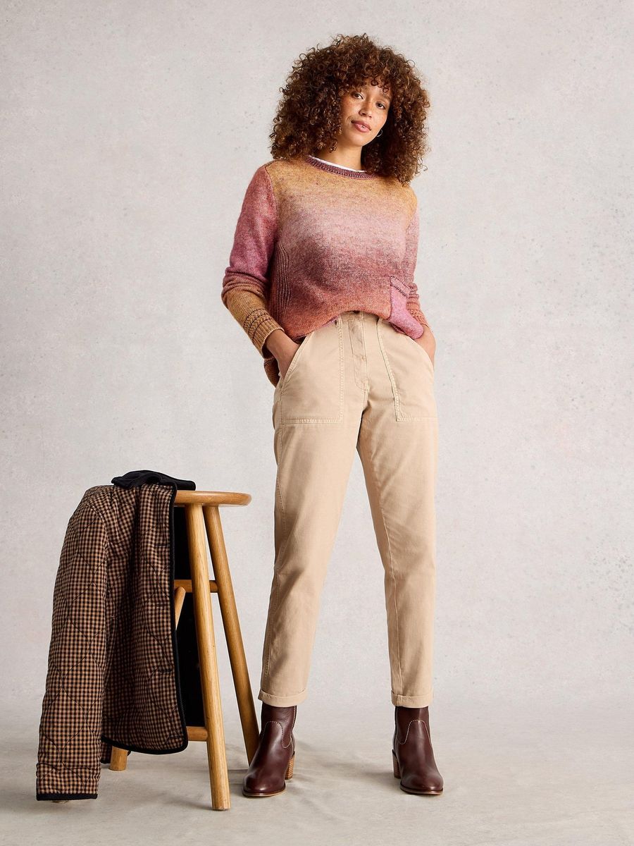 Ombré Strickpullover mit Taschendetail