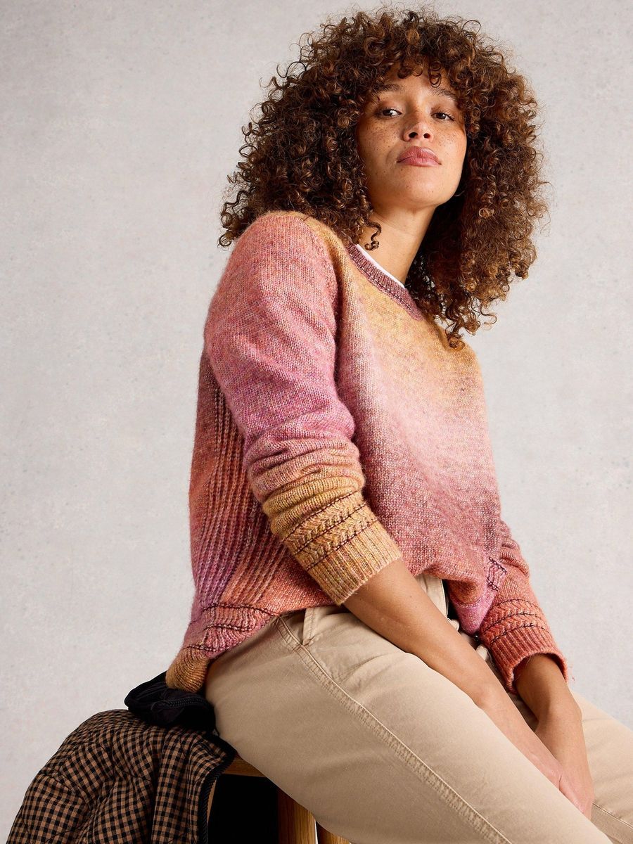 Ombré Strickpullover mit Taschendetail