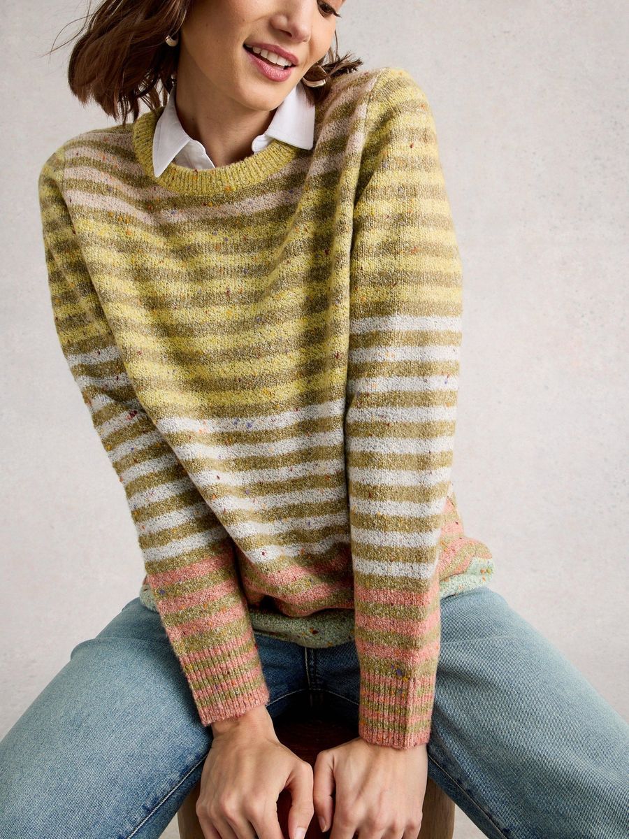 Gestreifter Pullover mit Rundhalsausschnitt