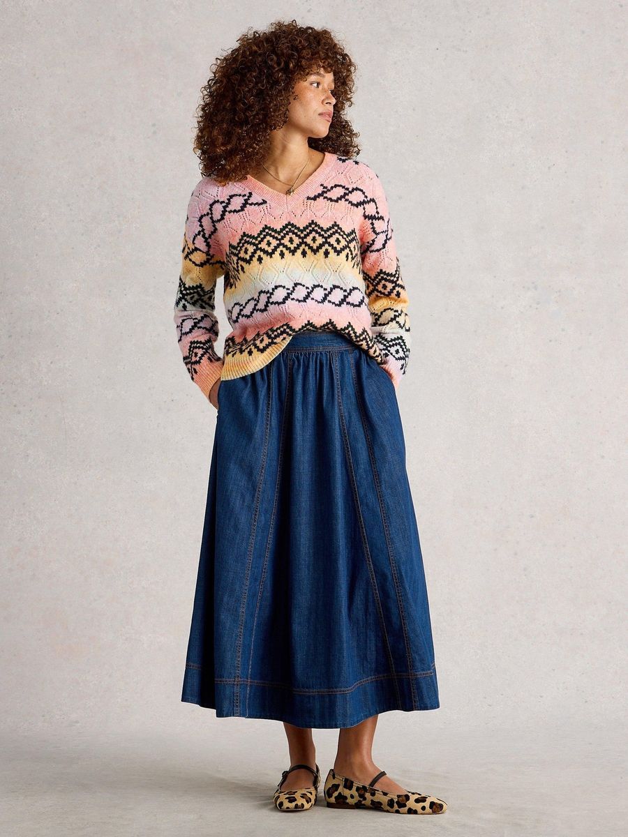 Pullover mit Lochstrickmuster und Space-Dye-Optik