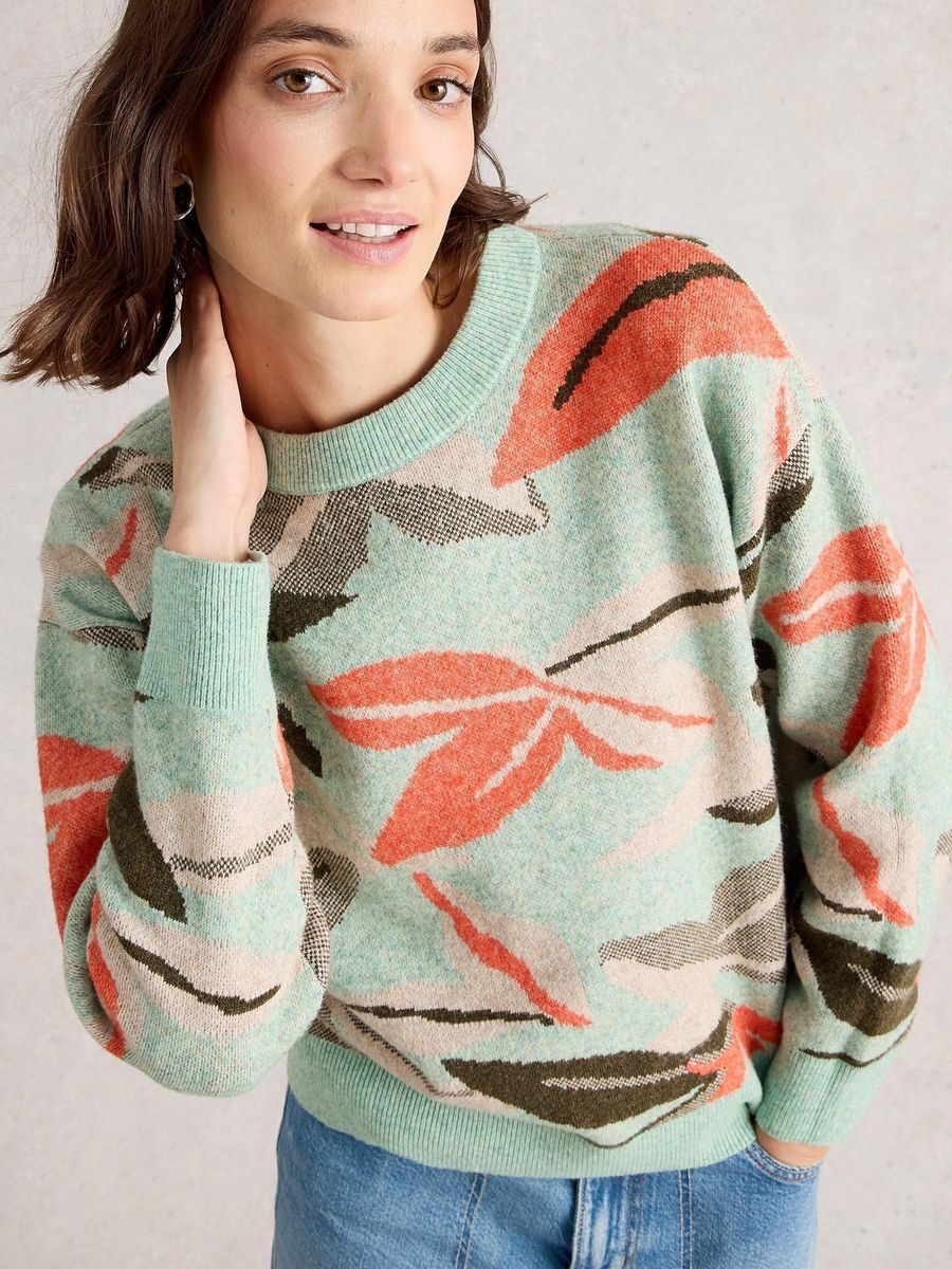 Strickpullover mit Blättermuster