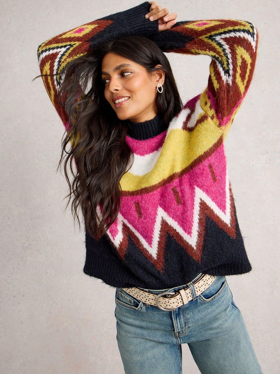 Abstrakter Strickpullover mit Muster