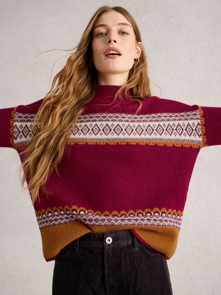 Pullover aus Lammwollmischung mit Fair Isle Muster