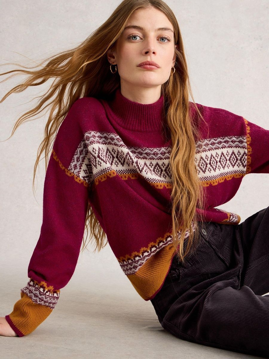 Pullover aus Lammwollmischung mit Fair Isle Muster