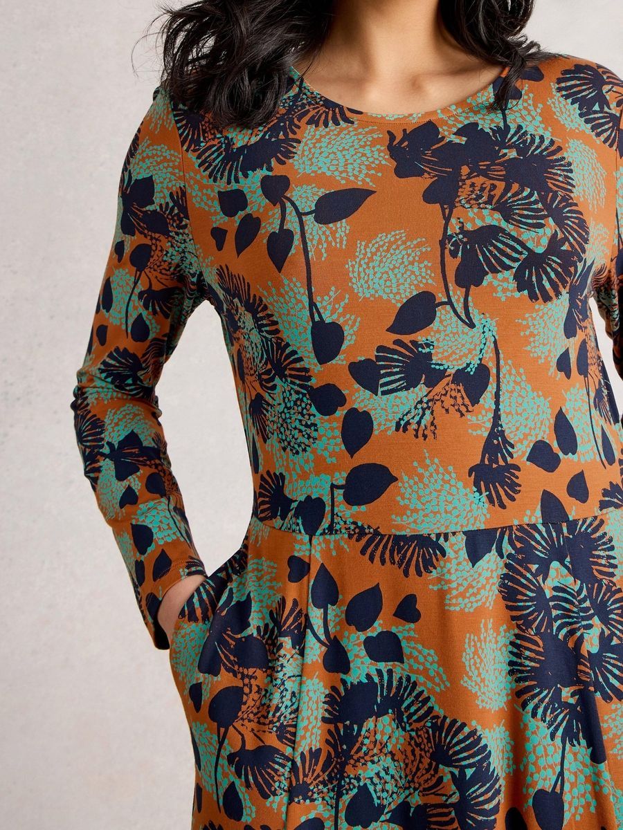 Midikleid mit Blumenmuster und langen Ärmeln