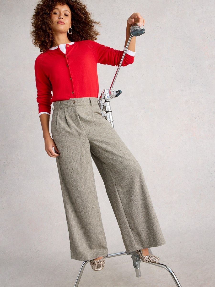 Tweedhose mit weitem Bein