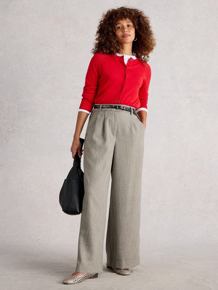 Tweedhose mit weitem Bein