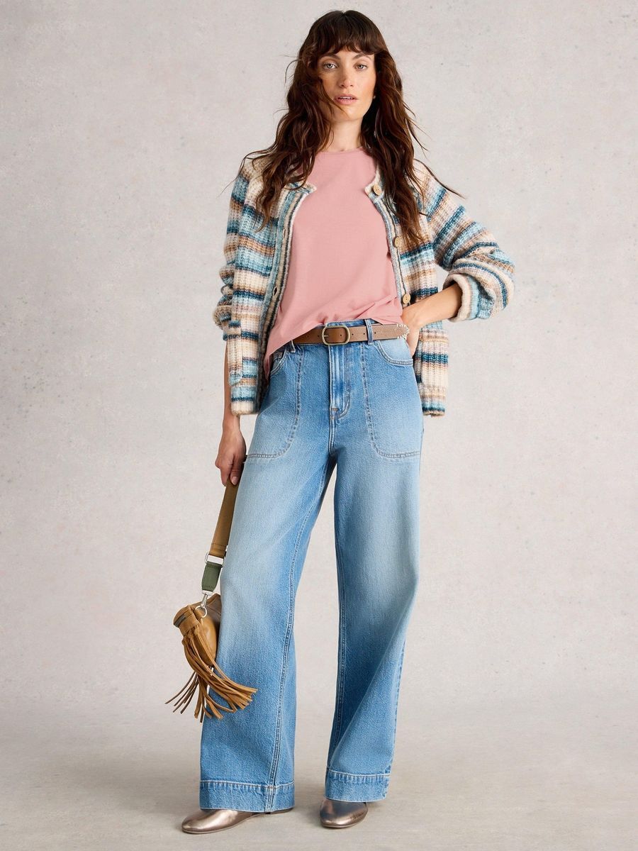 Rosa Baumwolljersey-Top mit Details