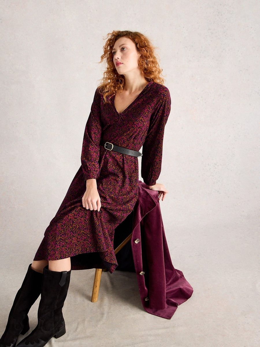 Elegantes Jersey-Midikleid mit Blumendruck