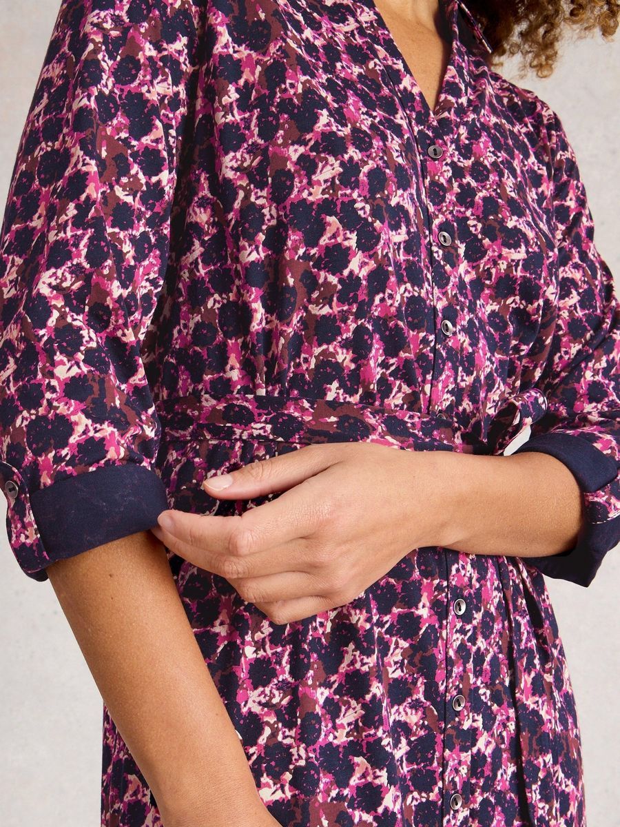 Jersey-Hemdblusenkleid aus bedruckter Bio-Baumwolle